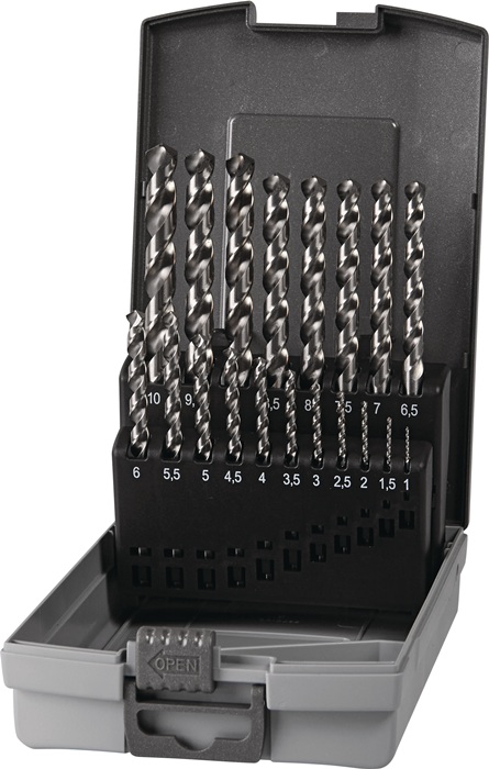 TECWERK Spiralbohrersatz DIN 338 Typ UNI D.1-10x0,5mm HSS-Co 19-tlg.Ku.-Kass.TECWERK