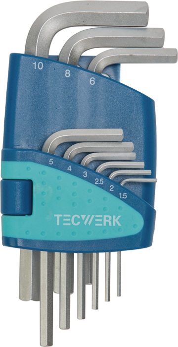 TECWERK Sechskantwinkelschraubendrehersatz 9-tlg.Ku.-Halter SW 1,5-10mm kurz TECWERK