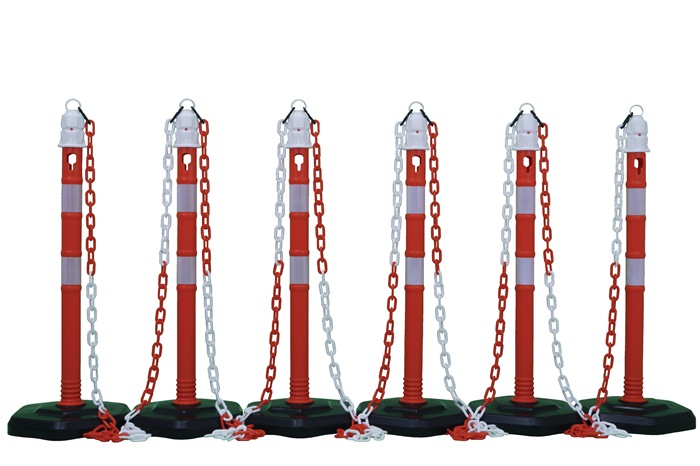 Sperrpfosten-Set PPC rot/weiß mit Sechskantfuß