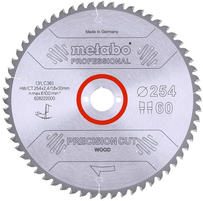 METABO Kreissägeblatt D254xSchnitt-B.2,4xBohrung30mm 60Zähne