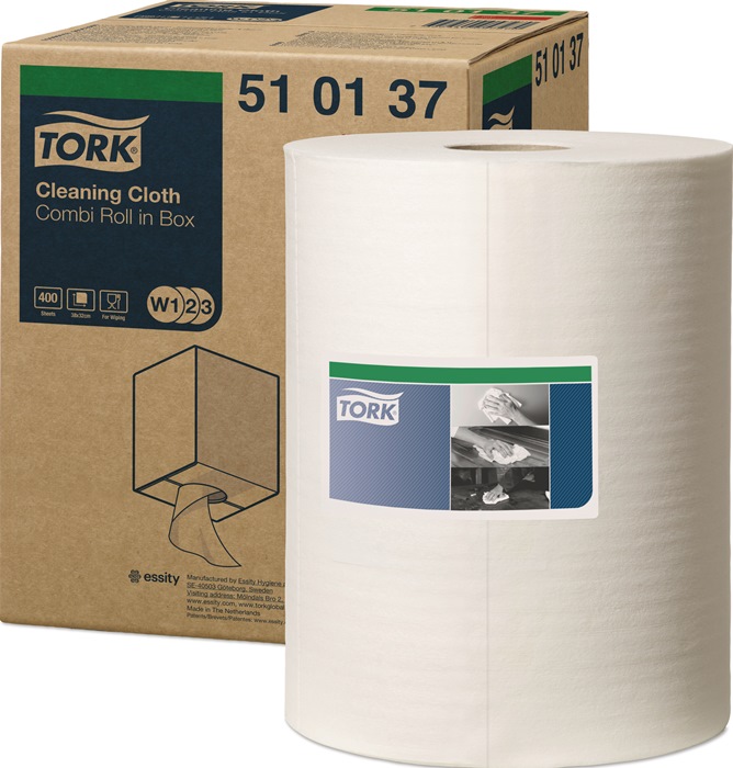 TORK Putztuch TORK 510137 L.ca.380 mmxB.ca.315mm weiß 1-lagig 400 Tücher/Rolle TORK