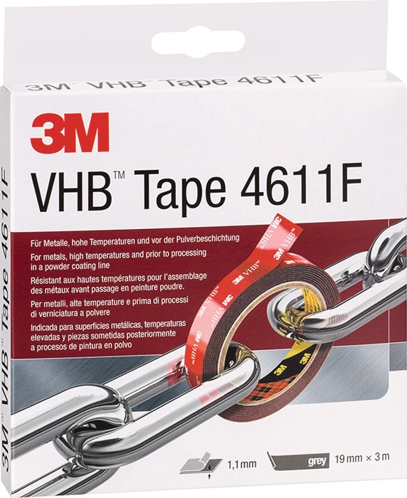 3M Montageband VHB Tape 4611F dunkelgrau L.3m B.19mm Rl.3M - Vorteilspack