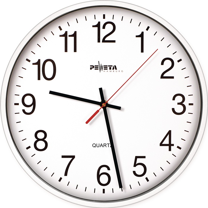 PEWETA Wanduhr Quarzuhr Ku.weiß D.250mm 1,5V arabische Zahlen PEWETA