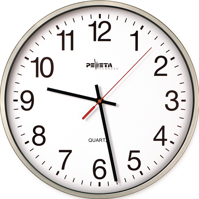 PEWETA Wanduhr Quarzuhr Kunststoff silber
