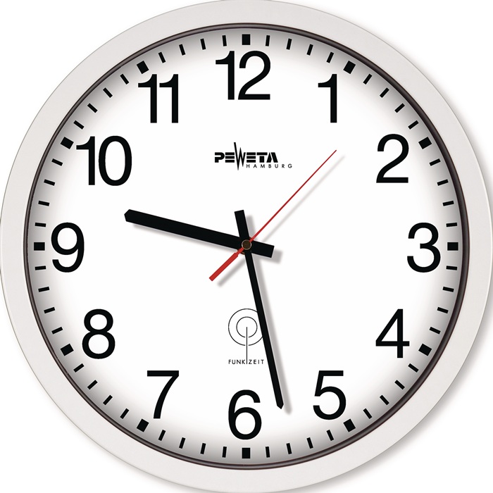 PEWETA Funkuhr Funkuhr Kunststoff weiß