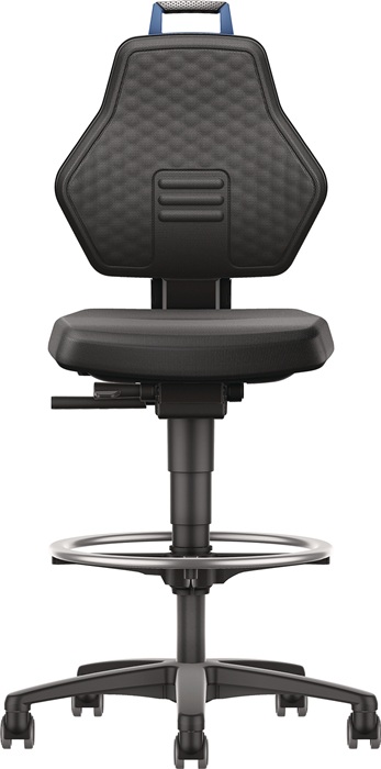 TECWERK Arbeitsdrehstuhl Rl.+Fußring Supertec schwarz Grifffarbe blau 580-860mm TECWERK