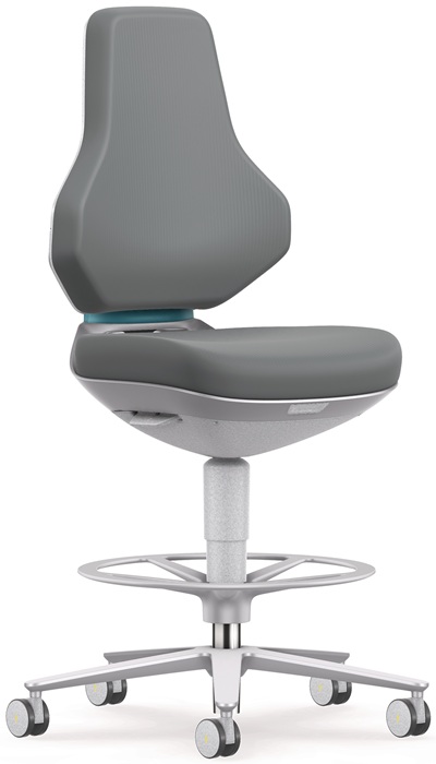 BIMOS Arbeitsdrehstuhl Sitz-Stopp-Rollen und Fußring