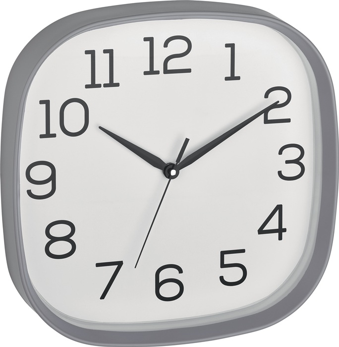 TFA Wanduhr Quarzuhr Kunststoff grau