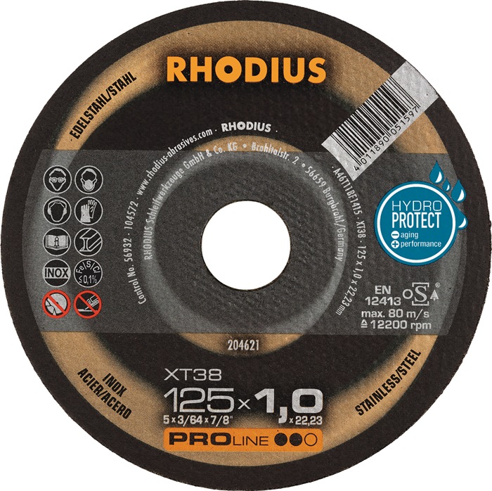 RHODIUS Trennscheibe XT38 D115x1mm ger.INOX Bohr.22,23mm RHODIUS - Vorteilspack