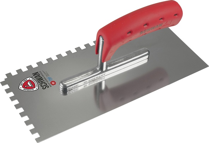 SCHWAN Glättekelle L.280mm B.130mm Zahn 6x6 rostfr.m.H-Heft VA S.0,7mm SCHWAN