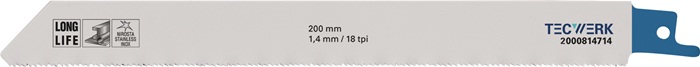 TECWERK Säbelsägeblatt L.200mm B.19mm TPI 18 1,4mm 5 St./Karte TW