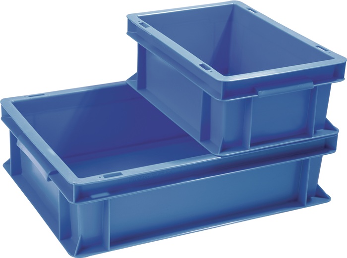 TECWERK Transportbehälter L600xB400xH120mm blau PP Muschelgr.Seitenwände geschl.TECWERK
