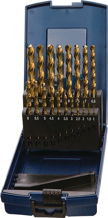 TECWERK Spiralbohrersatz DIN 338 TypN D.1-5,9x0,1mm HSS TiN 50tlg.Ku.-Kass.TECWERK