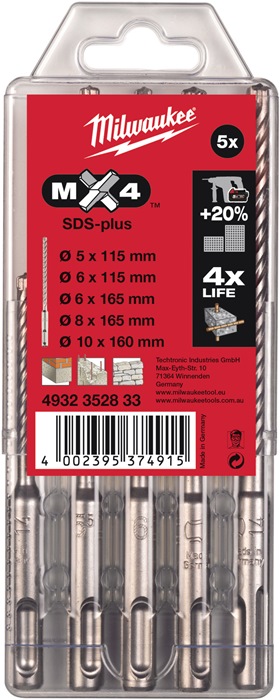 MILWAUKEE Hammerbohrer-Satz 5-teilig SDS-plus