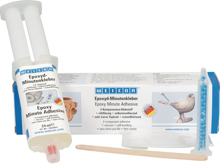 WEICON Epoxyd-Minutenkleber Kleber/Mischdüse/Holzspatel/Handschuhe - Vorteilspack