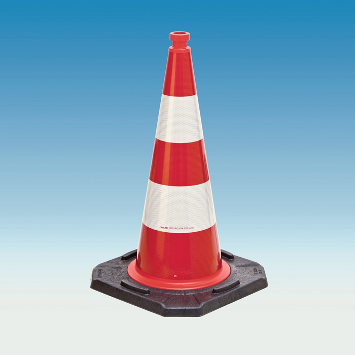 Leitkegel TL H.500mm BAST geprüft,2 Streifen 33x33cm