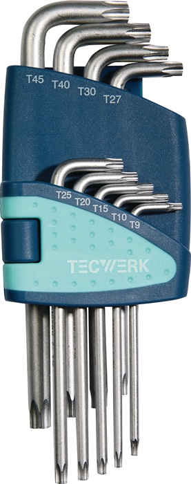 TECWERK Winkelschraubendrehersatz 9-tlg.T9-T45 Ku.-Halter TECWERK