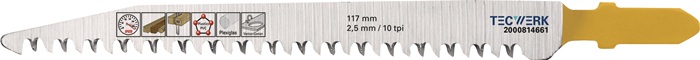 TECWERK Stichsägeblatt Gesamt-L.117mm Zahnt.2,5mm S.1,45mm HCS 5 St./Karte TECWERK