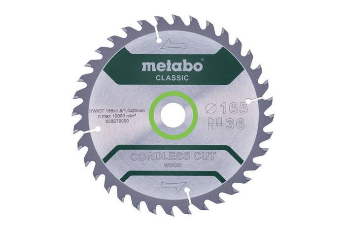 METABO Kreissägeblatt cordless cut wood classic AD 165mm Z.36 Bohr.20mm Schnitt-B.1,6mm