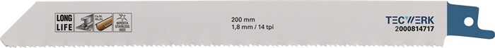 TECWERK Säbelsägeblatt L.200mm B.19mm TPI 14 1,8mm 5 St./Karte TW