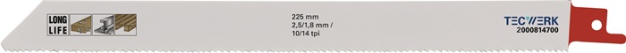 TECWERK Säbelsägeblatt L.225mm B.19mm TPI 10/14 2,5/1,8mm 5 St./Karte TW