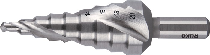 RUKO Stufenbohrer Bohrber.4-20mm HSS-Co5 Spiralnut Z.2 Stufen 9 RUKO