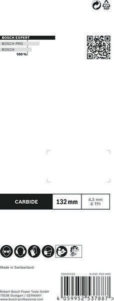 BOSCH Stichsägeblatt Fiber Plaster T 341 HM Gesamt-L.132mm Zahnt.4,3mm 3 St./Karte