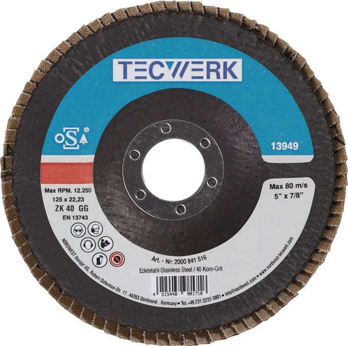TECWERK Fächerscheibe D.115mm K.40 kon.INOX ZK TECWERK - Vorteilspack