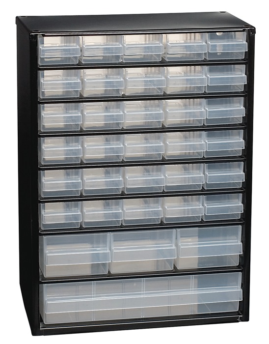 RAACO Kleinteilemagazin B306xT150xH420mm Stahlbl.34 Schubl.Poypropylen
