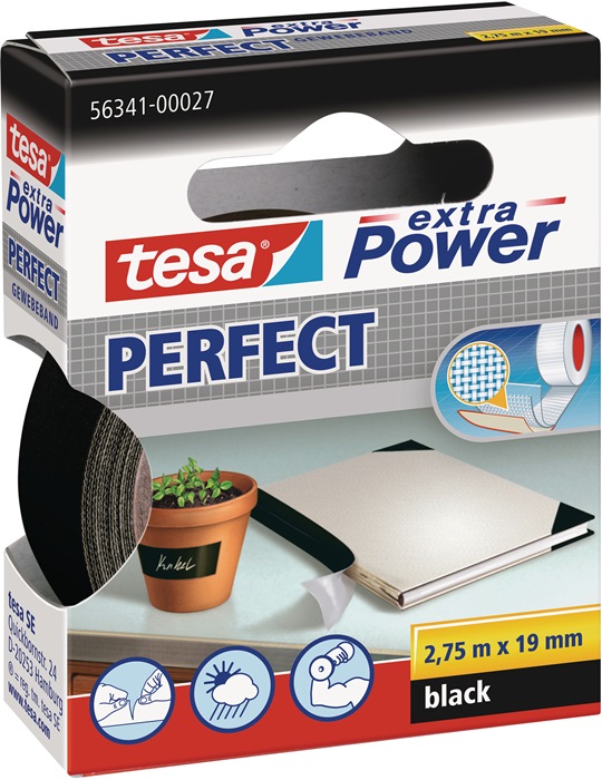 TESA Gewebeband ext.Power® 56341 schwarz L.2,75m B.19mm Rl.TESA - Vorteilspack