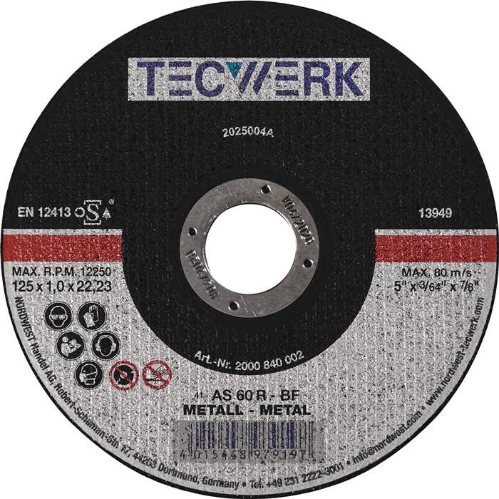 TECWERK Trennscheibe D115x1mm ger.STA Bohr.22,23mm TECWERK - Vorteilspack