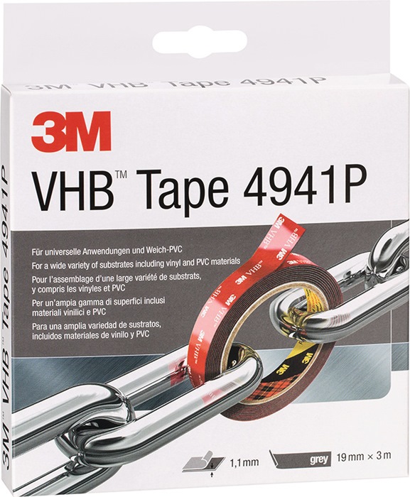 3M Montageband VHB Tape 4941P grau L.3m B.19mm Rl.3M - Vorteilspack