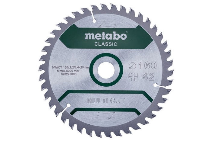 METABO Kreissägeblatt multi cut classic D160x2,2/1,4xBohrung20mm Z.42 FZ/TZ 5Grad
