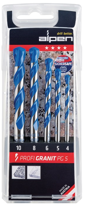 ALPEN Steinbohrersatz PROFI GRANIT 5-tlg.D.4,5,6,8,10mm ALPEN