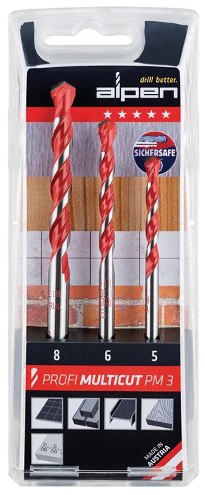 ALPEN Bohrer-Satz 3 teilig 5, 6, 8 mm