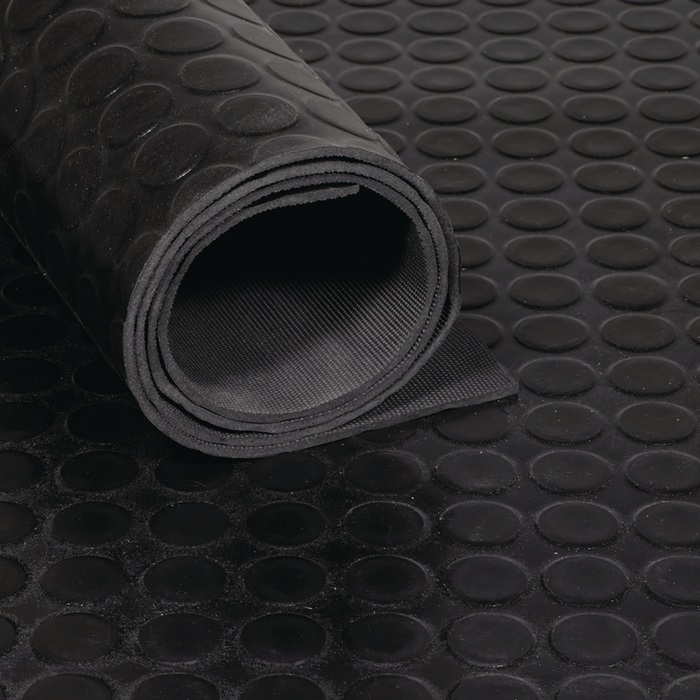 TECWERK Gummiflachnoppenmatte B.1,2m L.10m D.3mm schwarz NR/SBR o.Gewebeeinlage TECWERK - Vorteilspack