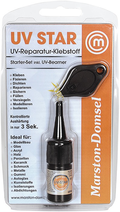 MARSTON UV-Reparatur-Klebstoff MD UV-Star 3g Kleber /1 UV-Leuchte transp.Set MARSTON - Vorteilspack