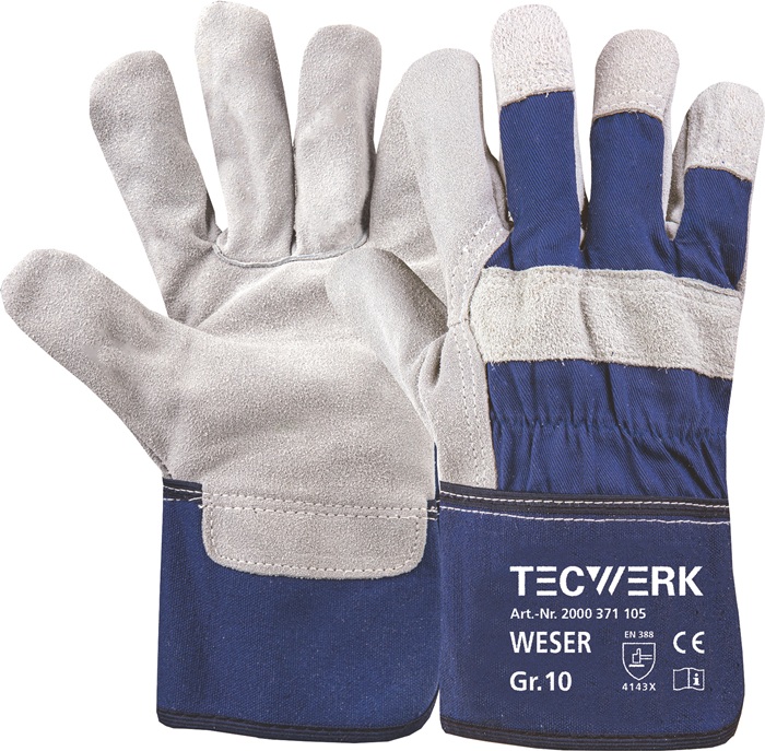 TECWERK Handschuhe Weser Gr.10 blau EN 388 PSA II TECWERK - Vorteilspack