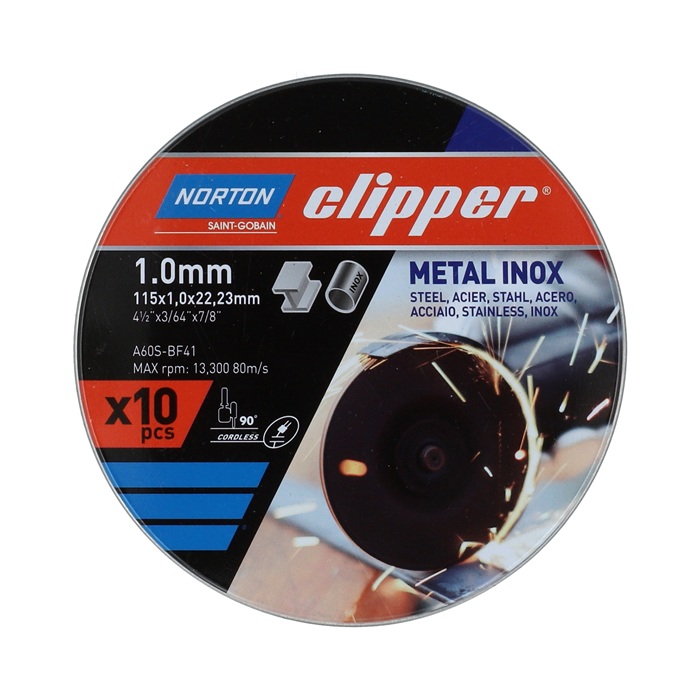NORTON CLIPPER Trennscheibe D115x1,0mm Typ 41 Metall-Inox 13300 min-1 10 St.