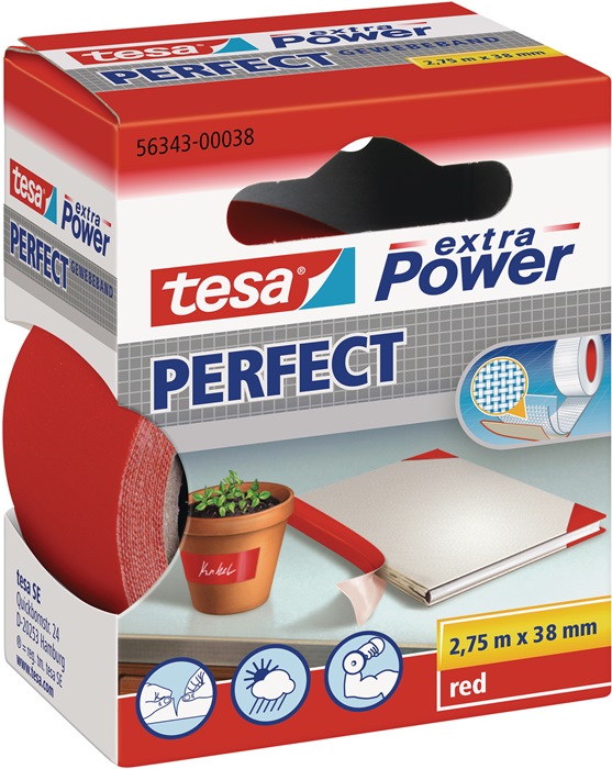 TESA Gewebeband ext.Power® 56343 rot L.2,75m B.38mm Rl.TESA - Vorteilspack