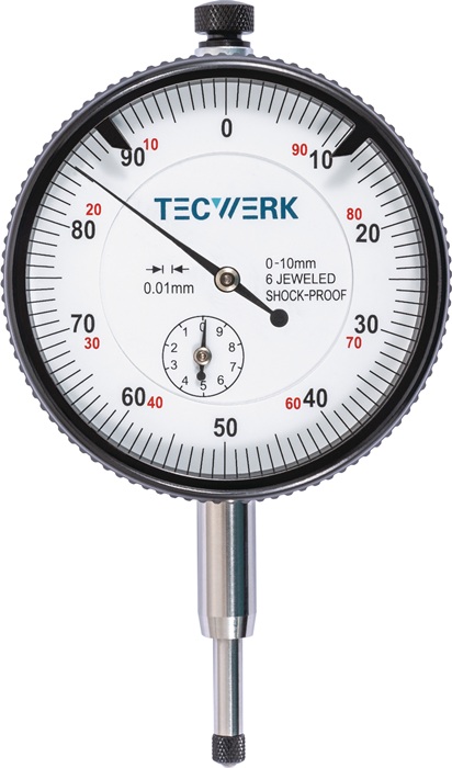 TECWERK Messuhr DIN 878 10mm Abl.0,01mm m.Stoßschutz TECWERK