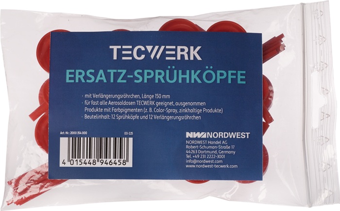 TECWERK Ersatzsprühköpfe je 12 Sprühköpfe u. Röhrchen (150 mm)