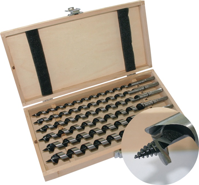 TECWERK Schlangenbohrersatz 6-tlg.L.460mm 10-20mm in Holzkassette TECWERK
