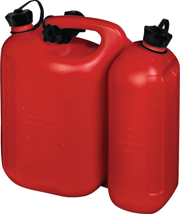 HÜNERSDORFF Kraftstoffdoppelkanister PROFI 5,5+3l rot HDPE L316xB145xH312mm HÜNERSDORFF
