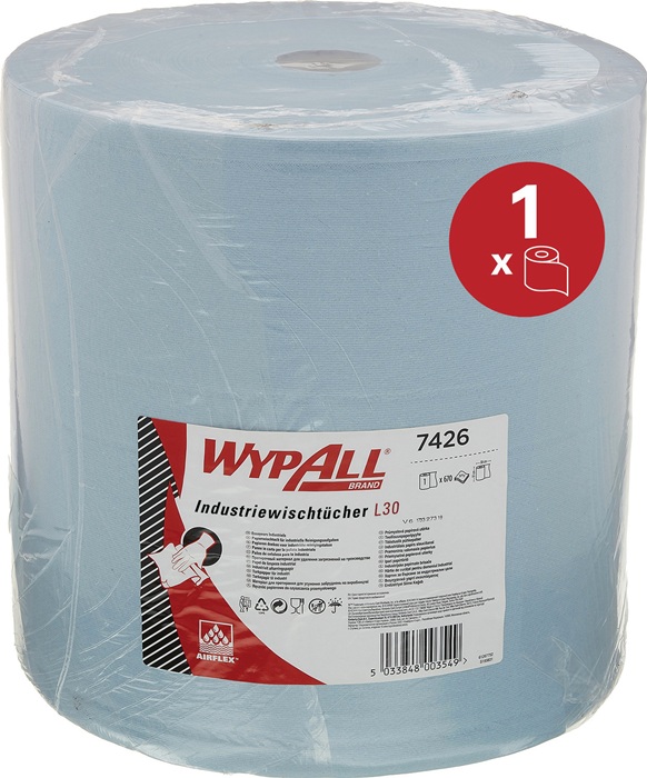 KIMBERLY-CLARK Putztuch WYPALL L30 ULTRA 7426 L.ca.380xB.ca.370mm blau Rl.