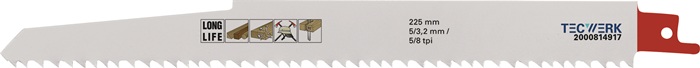 TECWERK Säbelsägeblatt L.225mm B.22mm TPI 5/8 5/3,2mm 3 St./Karte TW