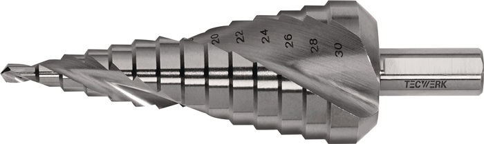 TECWERK Stufenbohrer Bohrber.4-30mm HSS Spiralnut Z.2 Stufen 14 TECWERK