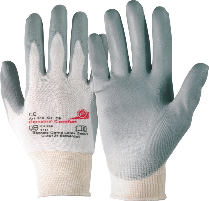HONEYWELL Handschuhe Camapur Comfort 619+ Gr.6 weiß/grau Polyamid mitPUR EN 388 Kat.II - Vorteilspack