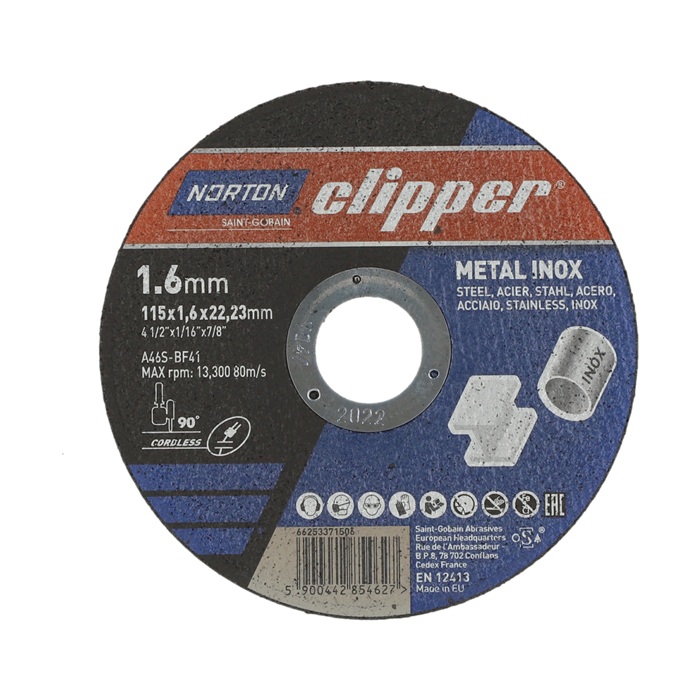 NORTON CLIPPER Trennscheibe D115x1,6mm Typ 41 Metall-Inox Bohr.22,23mm NORTON CLIPPER