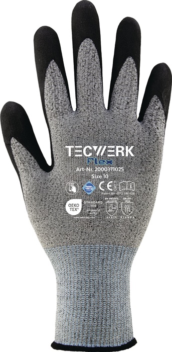 TECWERK Handschuhe Flex Gr.8 grau/schwarz EN 388 PSA II TECWERK - Vorteilspack